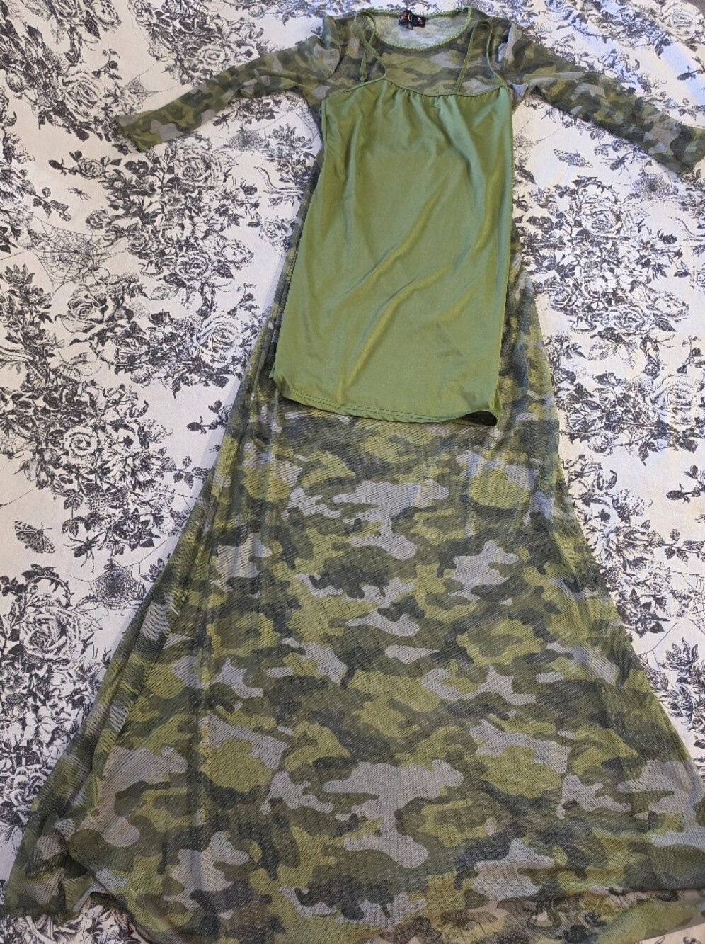dELiA*s Dolls Kill Camo Mesh Maxi Dress with Removable Opaque Layer
